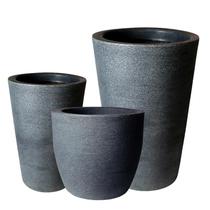Kit de 3 vasos para planta decorativo grafiato de luxo em polietileno para jardim e casa - MSpaisagismo
