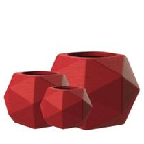 Kit de 3 vasos para planta esfera geométrica 3D em polietileno para decoração de jardim e casa