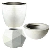 Kit de 3 vasos para planta grafiato de luxo em polietileno para decoração