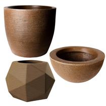Kit de 3 vasos para planta grafiato de luxo em polietileno para decoração - MSpaisagismo