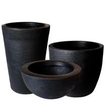 Kit de 3 Vasos para Planta grafiato de Polietileno para Decoração de Jardim e casa