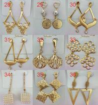 Kit De 30 Pares Brincos Grandes Folheado Banhado