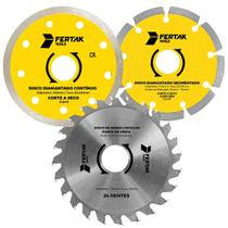 Kit De 3und Discos Diamantado 110mm Segmentado, Continuo e de Serra Widea Dentada