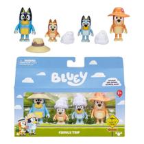 Kit De 4 Bonecos Colecionáveis 6Cm Bluey - Viagem De Família