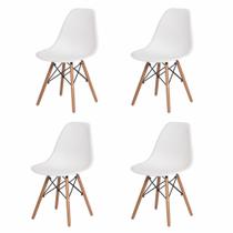 Kit de 4 Cadeiras Eiffel Eames Branco Base Madeira Kit de 4 Cadeiras Eiffel Eames Branco Base Madeira