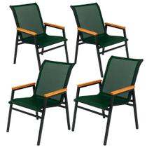 Kit de 4 Cadeiras Jardim Gourmet em Alumínio e Tela Sling para Área Externa e Sala de Jantar Kit de 4 Cadeiras Jardim Gourmet em Alumínio e Tela Sling para Área Externa e Sala de Jantar