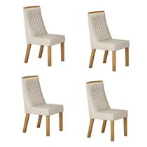 Kit de 4 Cadeiras para Sala de Jantar Dora Bege/Cinamomo/Veludo Palha