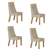 Kit de 4 Cadeiras para Sala de Jantar Dora Bege/Cinamomo/Veludo Kit de 4 Cadeiras para Sala de Jantar Dora Bege/Cinamomo/Veludo