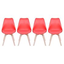 Kit de 4 Cadeiras Prizi Wood E75-Vermelha