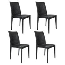 Kit de 4 Cadeiras Rattan em Polipropileno para Mesa de Jantar, Cozinha, Varanda, Jardim, Piscina e Escritório Kit de 4 Cadeiras Rattan em Polipropileno para Mesa de Jantar, Cozinha, Varanda, Jardim, Piscina e Escritório