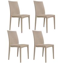 Kit de 4 Cadeiras Rattan em Polipropileno para Mesa de Jantar, Cozinha, Varanda, Jardim, Piscina e Escritório