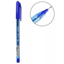 Kit de 4 canetas esferográficas azul material escolar e de escritório básico