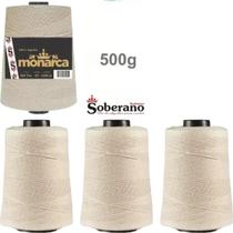 Kit de 4 Cones Barbantes Cru Monarca 500 Gramas Espessura n 3, 5 ou 8 Soberano Fio 100% Algodão
