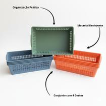 Kit de 4 Conjunto Cestas 2L Laranja Xplast