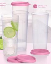 Kit de 4 Copos Tupperware 470 ml com Tampa Rosa
