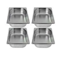 Kit de 4 Cubas Gastronômicas Sem Tampa Inox 1/2 150mm
