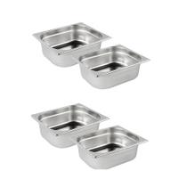 Kit de 4 Cubas Gastronômicas Sem Tampa Inox 1/4 100mm Kit de 4 Cubas Gastronômicas Sem Tampa Inox 1/4 100mm