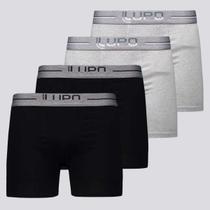 Kit de 4 Cuecas Boxer Lupo Anatomic Shape Preta e Cinza Mescla