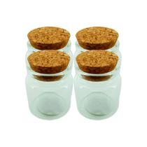 Kit de 4 Mini Garrafinhas de Vidro Transparente Redonda 30ml