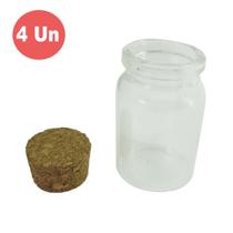Kit de 4 Mini Garrafinhas de Vidro Transparente Redonda 3cm Kit de 4 Mini Garrafinhas de Vidro Transparente Redonda 3cm