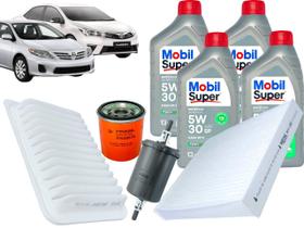 Kit de 4 Óleo 5w30 + Filtros Ar/Óleo/Combustível/Cabine Corolla 1.6 1.8 16v 2009 a 2019