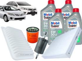 Kit de 4 Óleo 5w30 + Filtros Ar/Óleo/Combustível/Cabine Corolla 1.6 1.8 16v 2009 a 2019