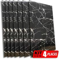 Kit de 4 Placas 3D Revestimento De Parede Auto Adesivo Mármore Black 60x30cm Kit de 4 Placas 3D Revestimento De Parede Auto Adesivo Mármore Black 60x30cm