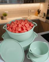 Kit de 4 Potes Plásticos Multiuso no Formato Bowl, Perfeitos para Servir ou Armazenar Alimentos com Elegância.