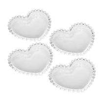 Kit De 4 Pratos Cristal Coração Pires Para Xícara Sobremesa 12x10 Wolff Mesa Posta