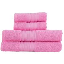 Kit de 4 Toalhas Banho Rosto Algodão Designer Moderno