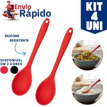 Kit de 4 Utensílios de Cozinha Silicone Resistente Casa Buffet Restaurante