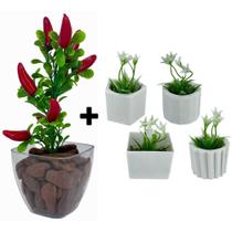 Kit de 4 vasinhos + 1 Vaso Transparente Kit de 4 vasinhos + 1 Vaso Transparente