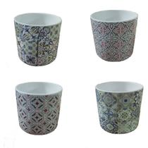Kit de 4 Vasos Decorativas de Cerâmica 12x12,5 cm