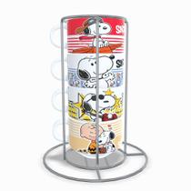 Kit de 4 Xícaras Com Suporte de Metal Snoopy