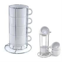 Kit de 4 Xícaras de 200ml com Suporte de Metal Personalizado
