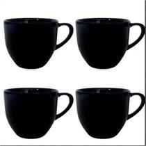 Kit de 4 Xícaras de Porcelana 170 ML Preto