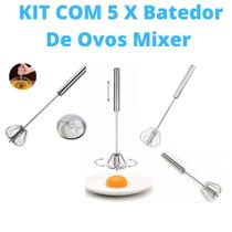 KIT DE 5 Batedor de Ovos Semi-Automático - Aço Inoxidável