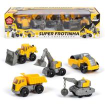 Kit de 5 Carrinhos Super Frota Construção Brinquedo Caminhão