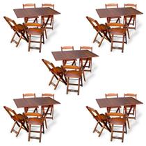 Kit de 5 Conjuntos de Mesa Dobrável 70x110 com 4 Cadeiras Imbuia - Tarimatã Kit de 5 Conjuntos de Mesa Dobrável 70x110 com 4 Cadeiras Imbuia - Tarimatã