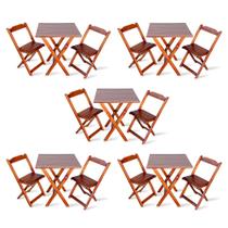 Kit de 5 Conjuntos de Mesa Dobrável 70x70 com 2 Cadeiras Imbuia - Tarimatã