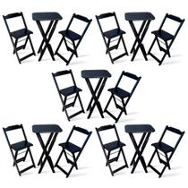 Kit De 5 Conjuntos Dobrável Bistrô Preto De Mesa Com 2 Cadeiras - Tarimatã Kit De 5 Conjuntos Dobrável Bistrô Preto De Mesa Com 2 Cadeiras - Tarimatã