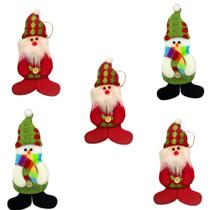 Kit de 5 Enfeites para Árvore de Natal Boneco Noel Decoração