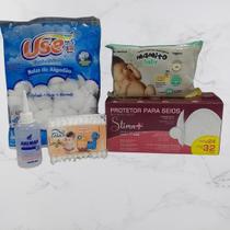 Kit De 5 Itens Algodão/Lenço Umedecido Mamito Baby/Protetores Para Seios Stima/Álcool/Cotonete