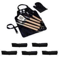 Kit de 5 Kits de Churrasco Com Avental e Utensilios