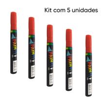 Kit de 5 Marcadores Artístico Paint Maker - Ponta Média - Cor Vermelho 905