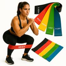 Kit de 5 Mini Bands Multi Intensidades Treino Exercícios Yoga Fisioterapia e Pilates