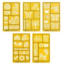 Kit de 5 Moldes de Desenho com Padrões de Borboletas e Flores para Scrapbook e Artesanato DIY - Traceease Kit de 5 Moldes de Desenho com Padrões de Borboletas e Flores para Scrapbook e Artesanato DIY - Traceease
