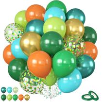 Kit de 50 Balões Cudory 12" Verde e Laranja em Látex para Festa