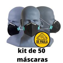 Kit de 50 un respirador descartável pff2 odor organico carvão ativado - preta lubeka