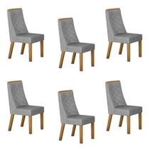 Kit de 6 Cadeiras para Sala de Jantar Aurora Cinza/Cinamomo/Linho Prata